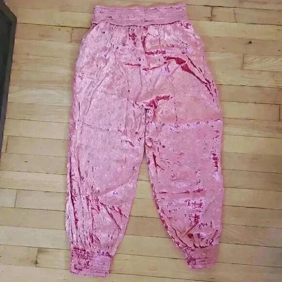 Anthropologie Luxury Velvet Embroidered Floral Pink Pants Size Small - Picture 8 of 11